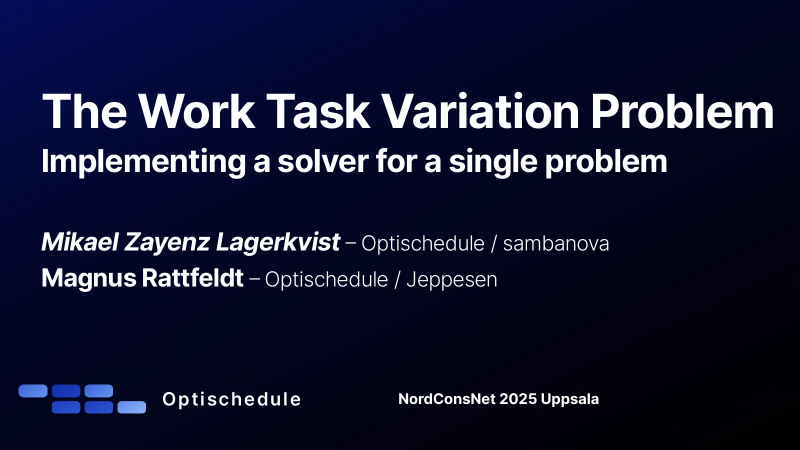 Title slide for The Work Task Variation Problem